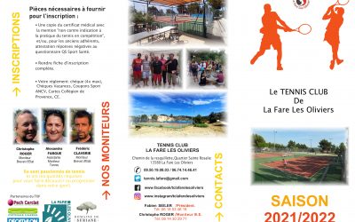 Ouvertures des Inscriptions Saison 2021 / 2022