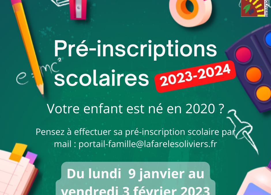 Pré-inscriptions scolaires 2023-2024