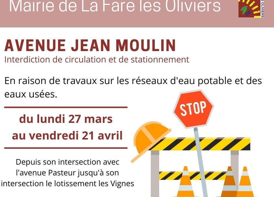 Fermeture de l’avenue Jean Moulin – déviation des lignes de bus