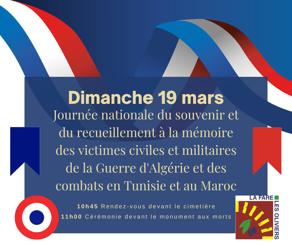 Journée nationale du souvenir et de recueillement à la mémoire des victimes civiles et militaires de la guerre d’Algérie et des combats en Tunisie et au Maroc @ Monument aux morts