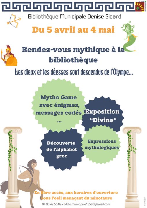 Rendez-vous mythique à la bibliothèque @ Bibliothèque municipale Denise Sicard