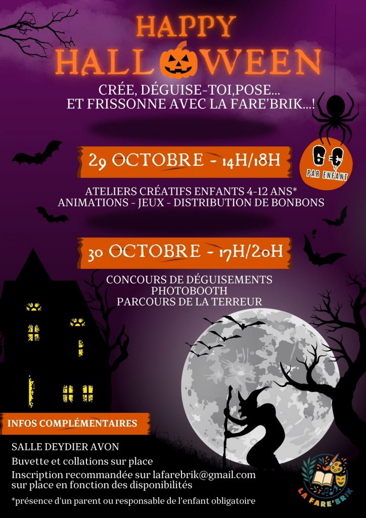Ateliers pour enfants sur le thème d'Halloween @ Salle Deydier Avon