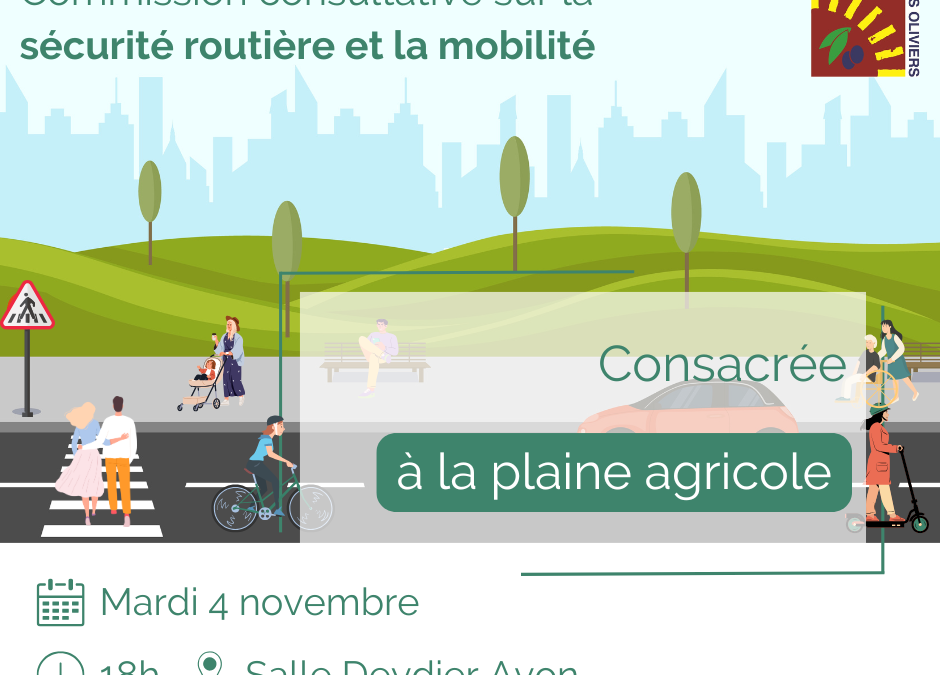 Le prochain atelier de la Commission consultative sur la sécurité routière et la mobilité, c’est mardi prochain !
