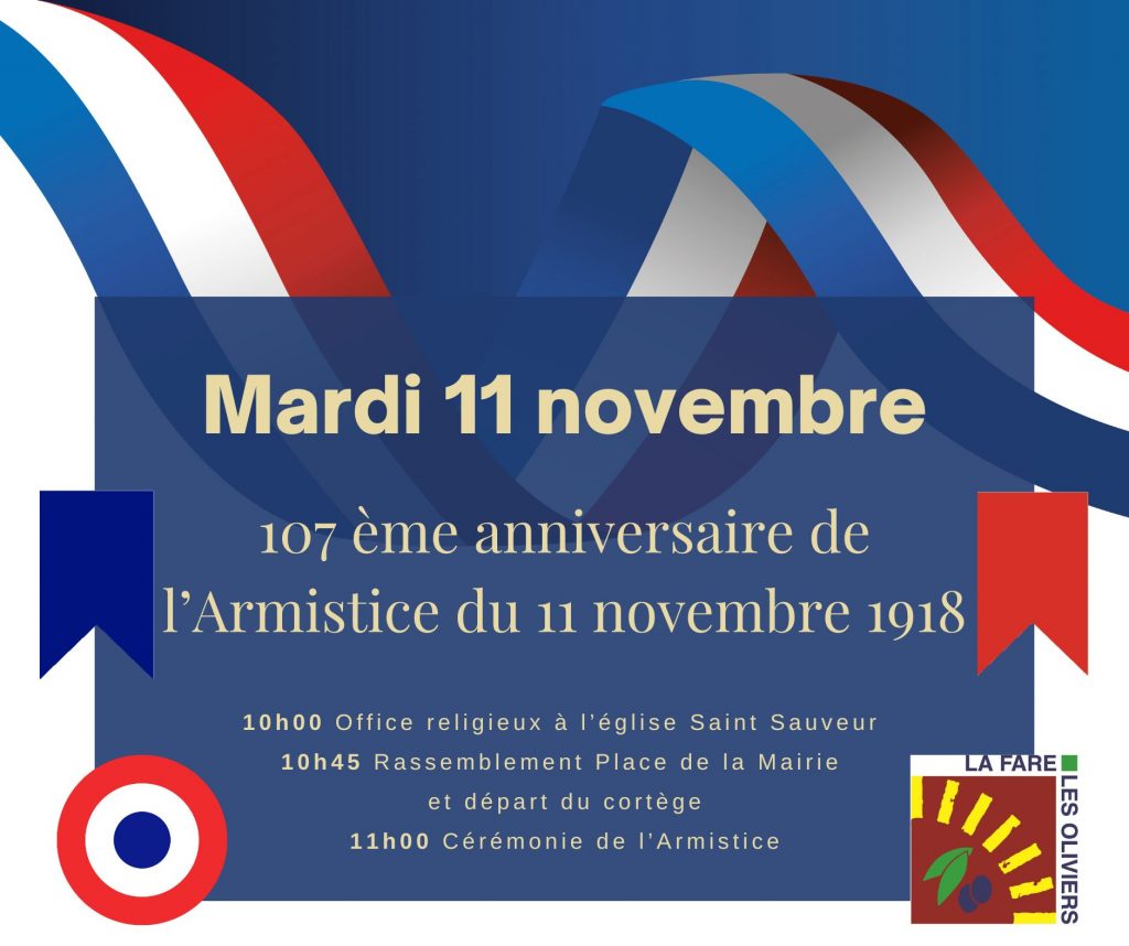 107ème anniversaire de l'Armistice du 11 novembre 1918 @ Monument aux morts