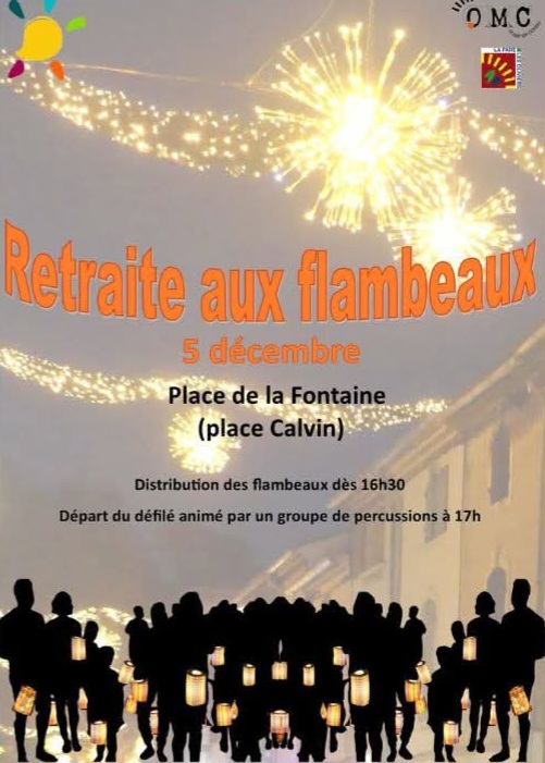 Téléthon- Retraite aux flambeaux sous les illuminations de Noël @ Place de la fontaine
