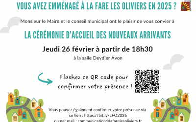 Vous avez emménagé à La Fare les Oliviers en 2025 ? La commune vous convie à une cérémonie d&rsquo;accueil !
