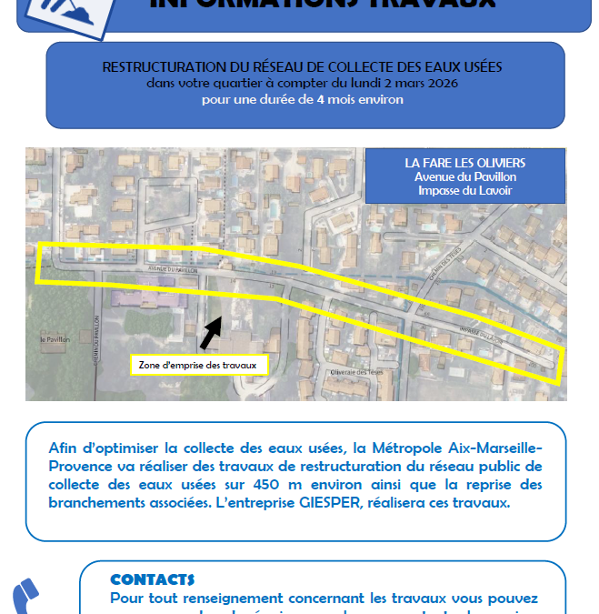 Avenue du Pavillon : travaux sur le réseau de collecte des eaux usées