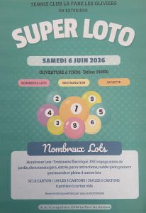 Super loto @ Tennis Club la Fare
