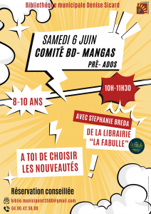 Comité bd- mangas pré-ados @ Bibliothèque Municipale Denise Sicard