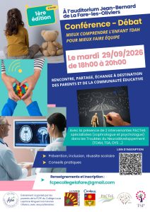 Conférence-débat – Mieux comprendre l’enfant TDAH pour mieux faire équipe @ Auditorium