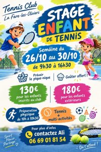 Stage de tennis enfants @ Tennis Club la Fare