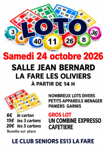 Grand loto du club séniors ES13 La Fare @ Centre Culturel Jean Bernard